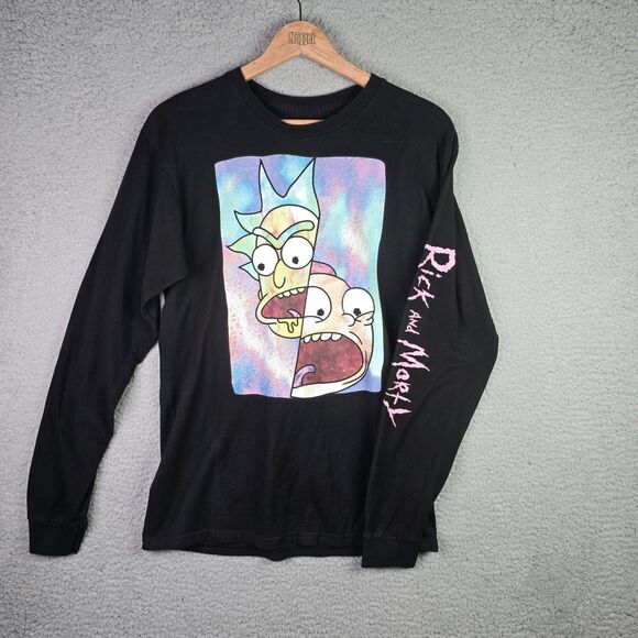 Rick and Morty Ripple Junction Long Sleeve Graphic Shirt Black M Adult Swim - Picture 2 of 15